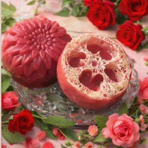 Rose Loofah Bathing Bar -Blossom Auras