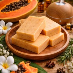 Blossom Aura’s Handmade Papaya Soap – Natural Skin Brightening & Tan Removal Soap with Botanical Ingredients