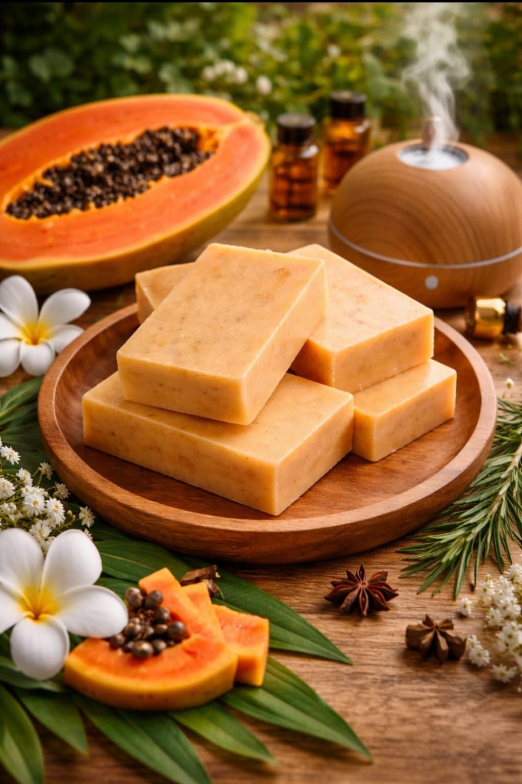Blossom Aura’s Handmade Papaya Soap – Natural Skin Brightening & Tan Removal Soap with Botanical Ingredients