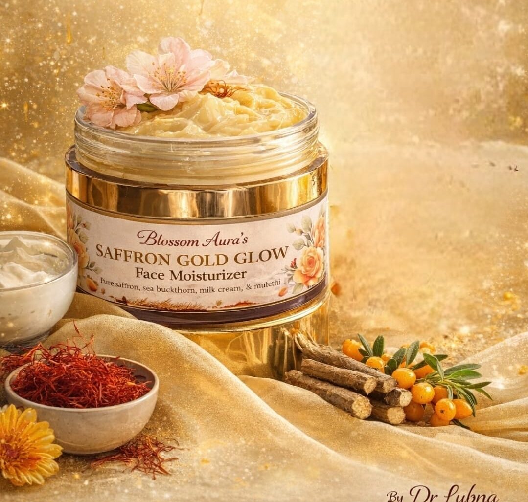 Saffron Gold Glow Face Moisturiser | Handmade Natural Cream for Radiant & Hydrated Skin