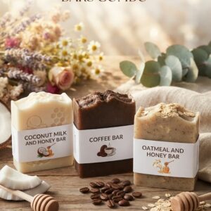 Blossom Aura Bathing Bar Combo – Coconut Milk, Coffee, Oatmeal & Honey Soaps